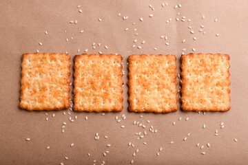Sesame cracker, cracker, cookie cracker on different backgrounds