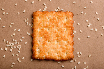 Sesame cracker, cracker, cookie cracker on different backgrounds