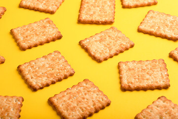 Sesame cracker, cracker, cookie cracker on different backgrounds