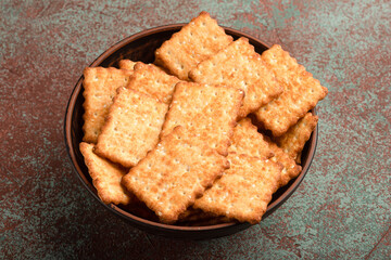 Sesame cracker, cracker, cookie cracker on different backgrounds