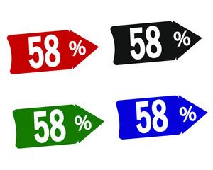 sale 58% off red, black, green and blue banners.
vector illustration