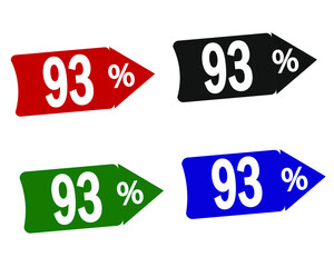 sale 93% off red, black, green and blue banners.
vector illustration