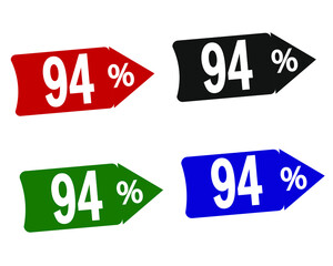 sale 94% off red, black, green and blue banners.
vector illustration