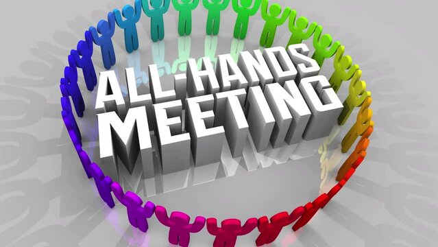 All-Hands Meeting Employees People Come Together Discussion Every Staff Member Team 3d Animation