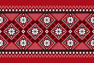 Vector illustration of Ukrainian folk seamless pattern ornament. Ethnic ornament. Border element. Traditional Ukrainian, Belarusian folk art knitted embroidery pattern - Vyshyvanka