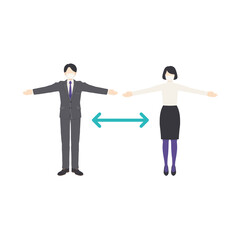 手を広げて距離を取る人