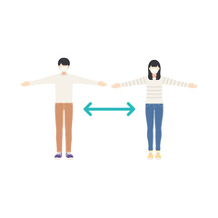 手を広げて距離を取る人