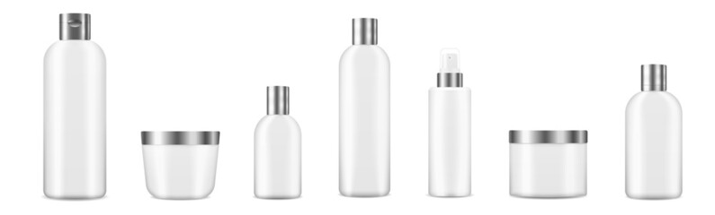 A Realistic cosmetic mockup beauty bottle, sprayer