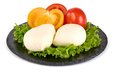 Traditional Italian Mozzarella cheese, isolated on white background.