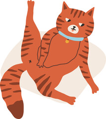 Cute Funny Cat Washing Doodle Illustration