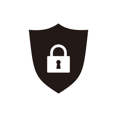 shield and padlock icon on white background