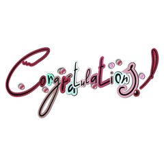 Congratulations! Congratulatory inscription. Retro style. Digital drawing.Decoration of postcards.Festive mood. Sticker and print on clothes and paper. Cutting out.