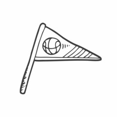 Basketball Flag Icon Silhouette Illustration. Sport Vector Graphic Pictogram Symbol Clip Art. Doodle Sketch Black Sign.