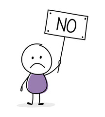 Sad cartoon businessman with text on a plate - no. Vector