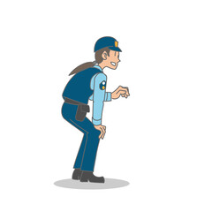 視線を下げて話す女性警察官