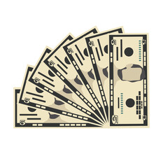 American dollar Vector Illustration. USA money set bundle banknotes. Paper money 5 USD. Flat style. Isolated on white background. Simple minimal design.