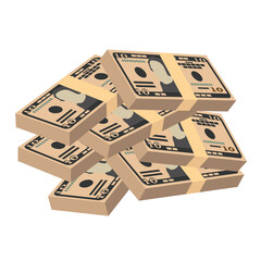 American dollar Vector Illustration. USA money set bundle banknotes. Paper money 10 USD. Flat style. Isolated on white background. Simple minimal design.