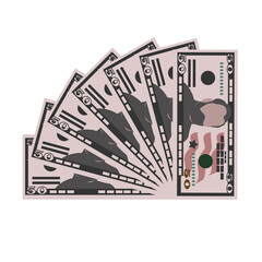 American dollar Vector Illustration. USA money set bundle banknotes. Paper money 50 USD. Flat style. Isolated on white background. Simple minimal design.