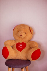 old teddy bear There was a message on the bear saying I love you. An old Valentine's Day gift that was left behind. But it's a sign of love for the first time