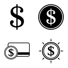 Dollar Flat Icon Set Isolated On White Background