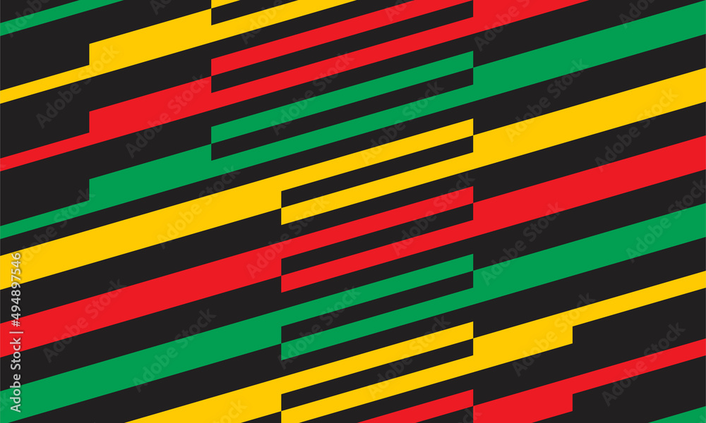 Poster abstract background with geometric line pattern and with jamaican color theme