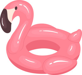 Pink Flamingo Shaped Inflatable Rubber Ring Cartoon Illustration © Good Studio