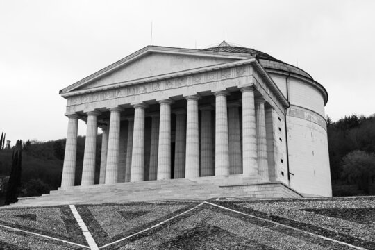 The facade of The Tempio Canoviano or Temple of Canova in Possagno, Italy