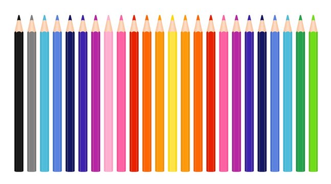 Colorful crayon colored pencil set