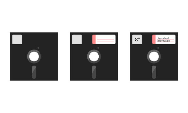 Floppy Disk 8 Inch Isolated. Vector Flat Illustration Of Retro Floppy 8-inch Diskette. Vintage Computer Data Carrier