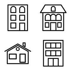 Houses Flat Icon Set Isolated On White Background