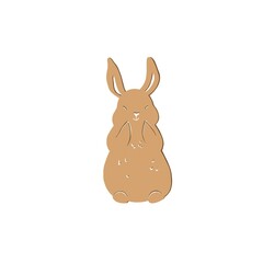 Template for laser cutting. Easter bunny with ears and tail. The silhouette of a funny rabbit. The sample is highlighted on a white background.