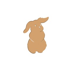 Template for laser cutting. Easter bunny with ears and tail. The silhouette of a funny rabbit. The sample is highlighted on a white background.