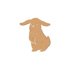Template for laser cutting. Easter bunny with ears and tail. The silhouette of a funny rabbit. The sample is highlighted on a white background.