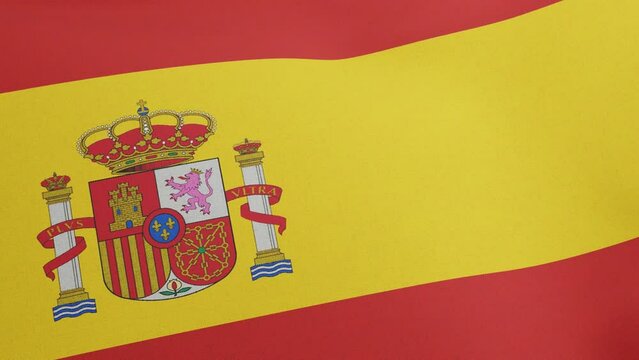 National flag of Spain waving original size and colors 3D Render, Spain flag or Bandera de Espana. la Rojigualda in Kingdom of Spain. Spanish flag textile
