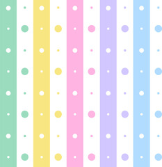 Rainbow Pastel Polkadot Circle Round Stripe Dot Dash Line Circle Seamless Pattern Background Vector Cartoon Illustration Tablecloth, Picnic mat wrap paper, Mat, Fabric, Textile