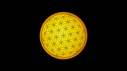 Flower of life symbol on a yellow sun background, NASA Sun manipulated image, sacred geometry on black HD wallpaper. Elements of this image furnished by NASA.