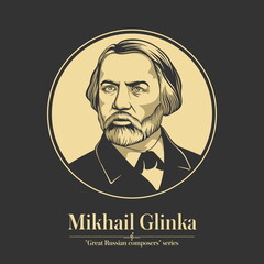 Great Russian composer. Mikhail Glinka was the first Russian composer to gain wide recognition within his own country and is often regarded as the fountainhead of Russian classical music. - obrazy, fototapety, plakaty