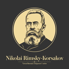 Great Russian composer. Nikolai Rimsky-Korsakov was a Russian composer, and a member of the group of composers known as The Five. He was a master of orchestration. - obrazy, fototapety, plakaty