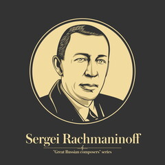 Great Russian composer. Sergei Rachmaninoff was a Russian composer, virtuoso pianist, and conductor. Rachmaninoff is widely considered one of the finest pianists of his day and, as a composer - obrazy, fototapety, plakaty