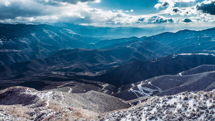 Beautiful view of the snowy mountains in Kastania, Kozani, Western Macedonia, Greece