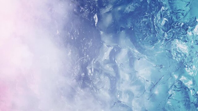 The colorful ice background with motion fog.