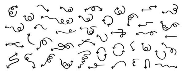 Hand drawn arrow vector icons set. sketch arrow design for business plan and education.