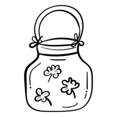 A jar of leaves. Illustration for coloring