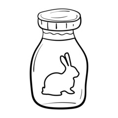 A bottle of Easter Bunny. Illustration for coloring