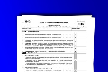 Fototapeta premium Form 8912 documentation published IRS USA 12.15.2020. American tax document on colored