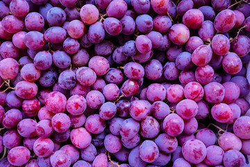 Close up of raw organic sweet red grapes background.
