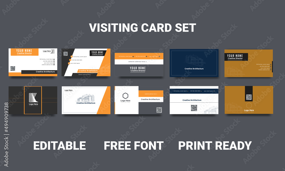 Wall mural architecture business cards templates design vector