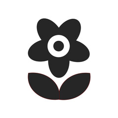 kwiat  z dwoma listkami- ikona kwiatek