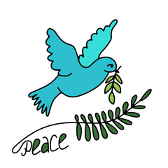 Pigeon with olive branch for peace