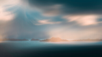 Coastline dreams. Dreamlike seascape scene on Isle of Skye, Scotland.